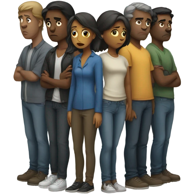 Group of sad people  standing emoji