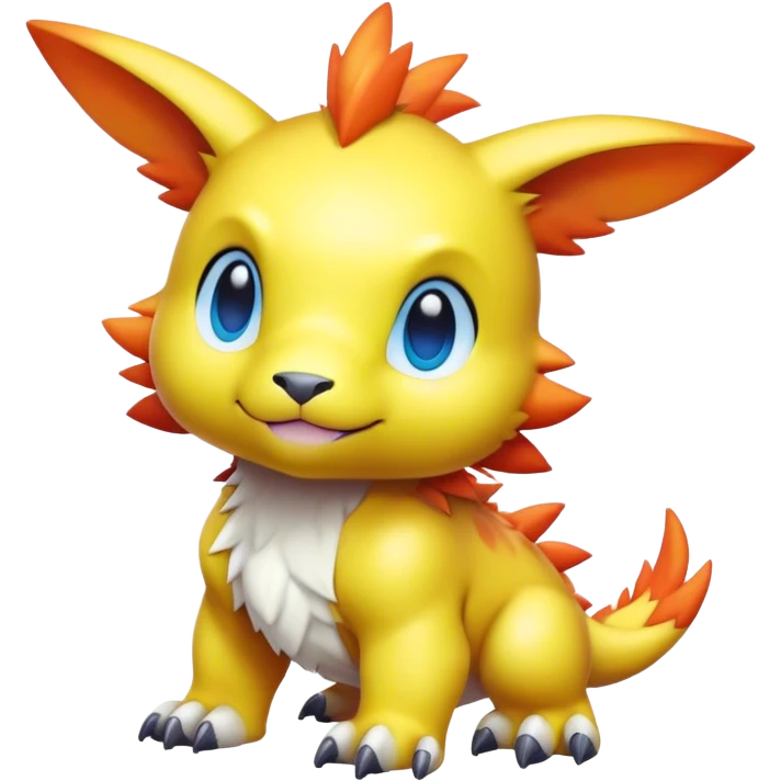 Cute cool colorful Digimon-animal-hybrid full body emoji