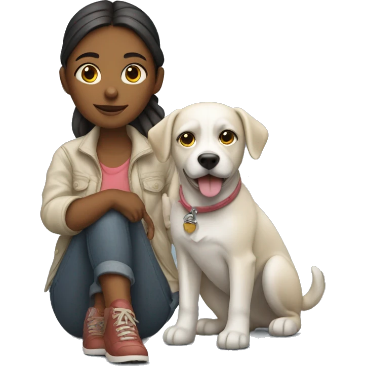 girl with dog by car emoji
