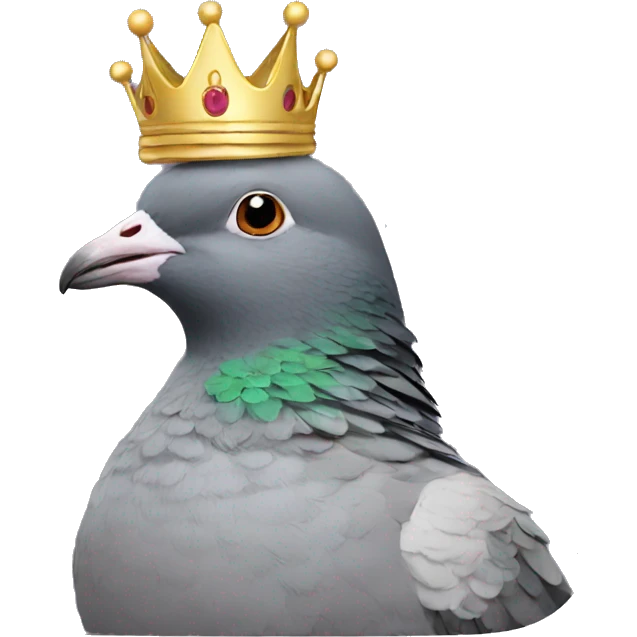 Pigeon wearing a crown and a crown emoji