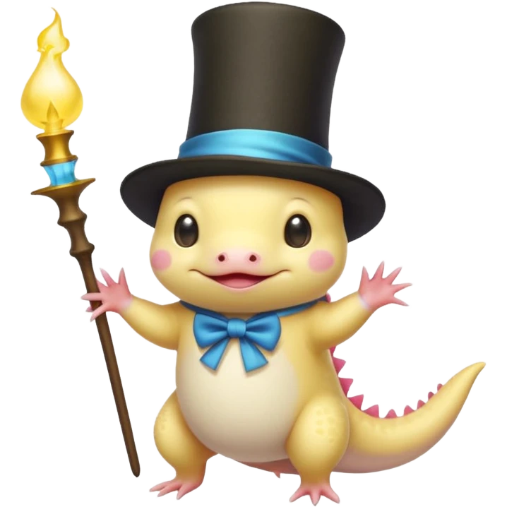 light yellow axolotl with magician hat emoji