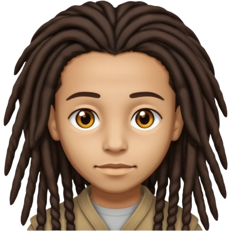Lightskin with brown eyes and dark brown long dreads with a lining emoji