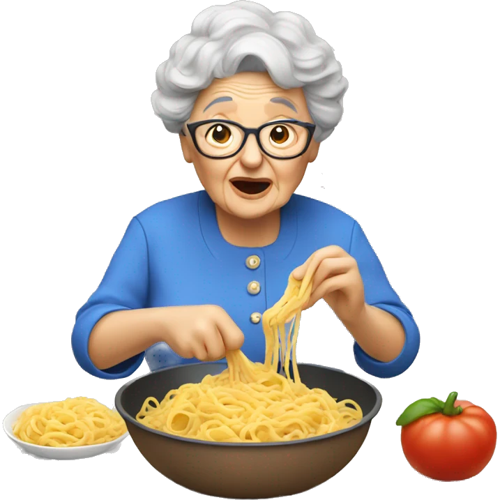 Granny eating pasta emoji