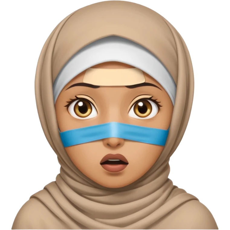 shocked eyes muslim woman with tape on mouth emoji