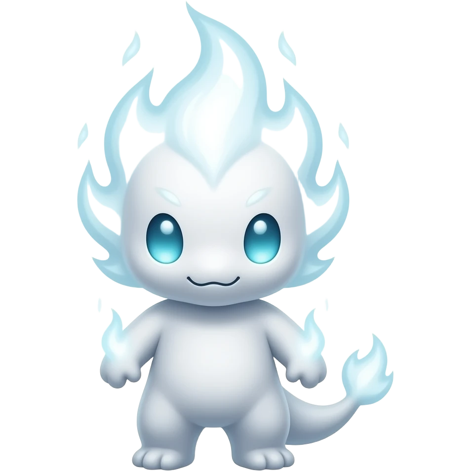 Kuwaii white fire with eyes emoji