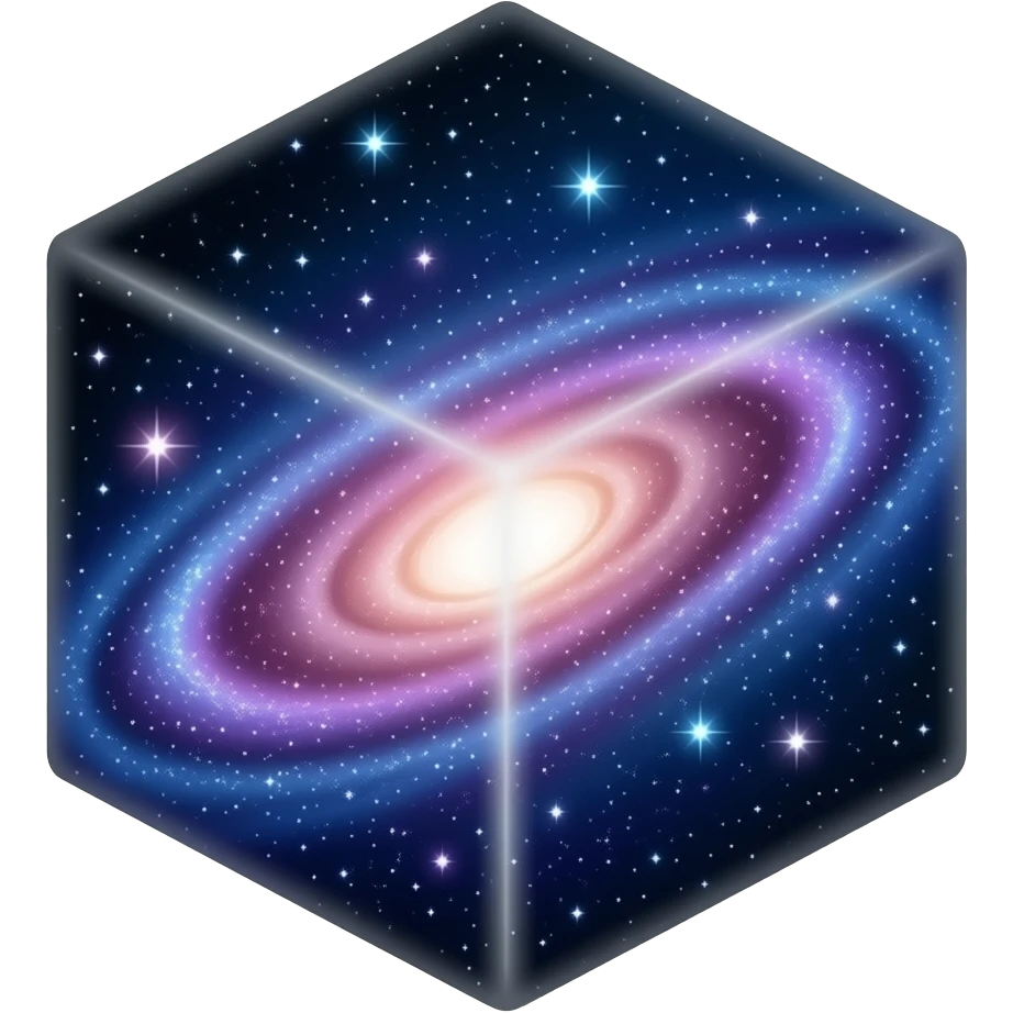 A cube that has the Galaxy inside emoji