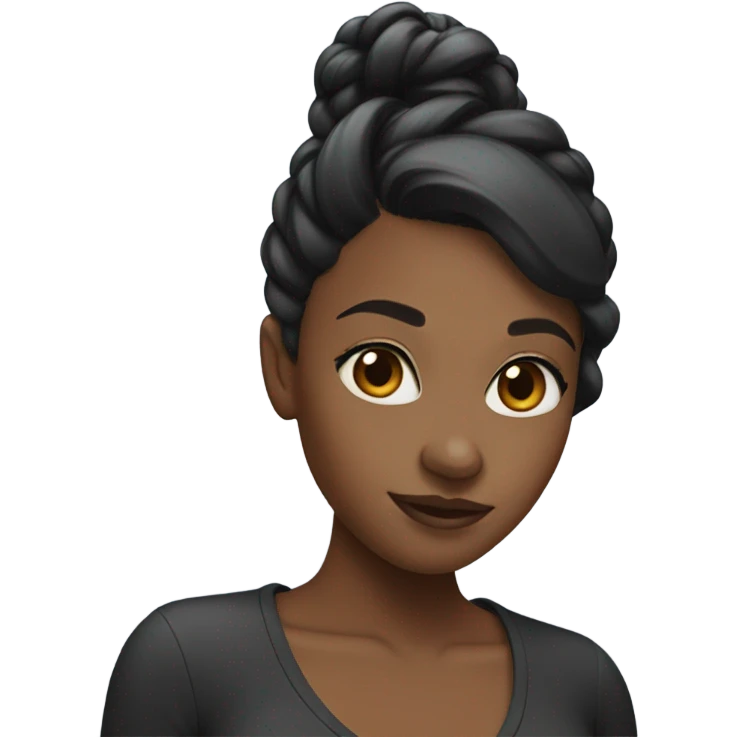 Black girl with swoop pony emoji