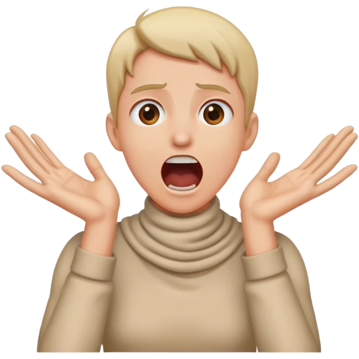 A person with their hands crossing their neck screaming  emoji