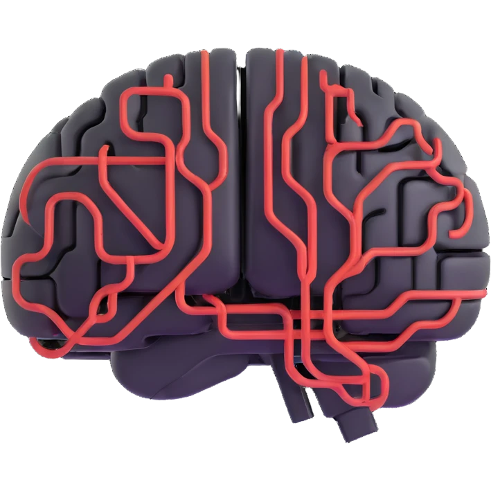 AI digital brain with circuits emoji