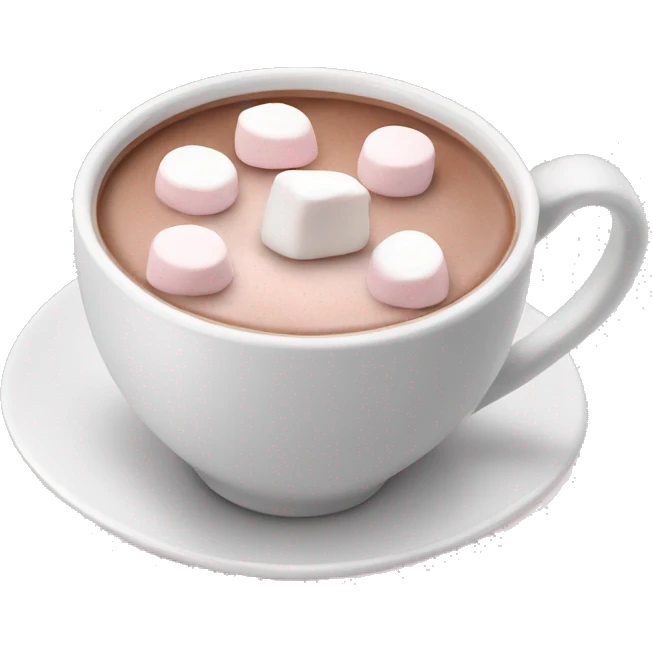 Light Pink mug of hot chocolate with marshmallows  emoji