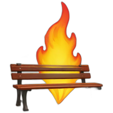 park bench on fire with envelopes raining emoji