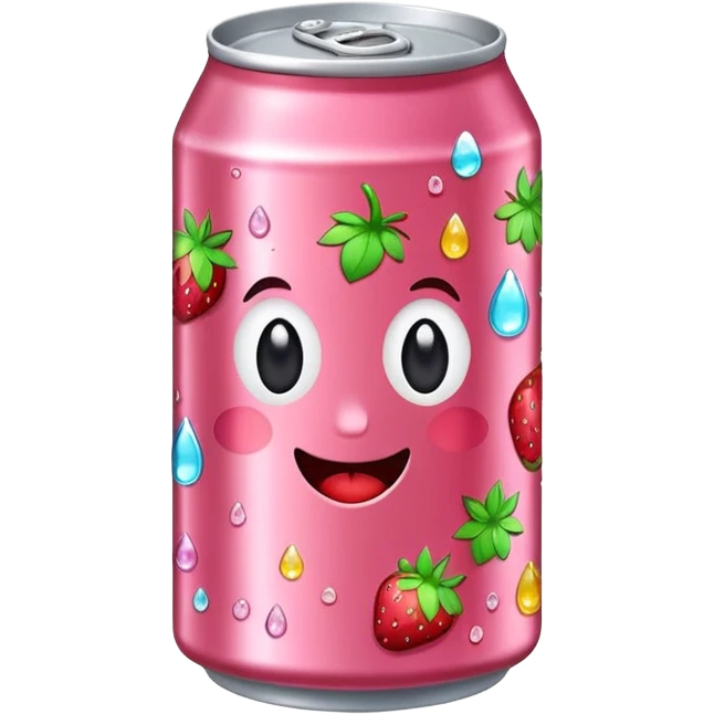 strawberry soda can with cute stickers emoji