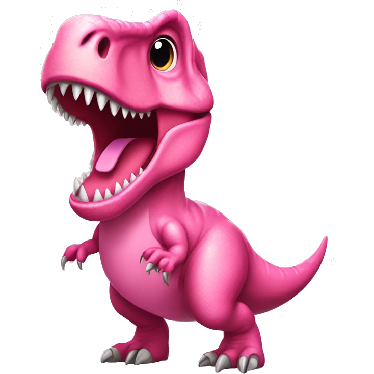 girly t-rex roaring wearing a pink dress with a pink bow on her head emoji