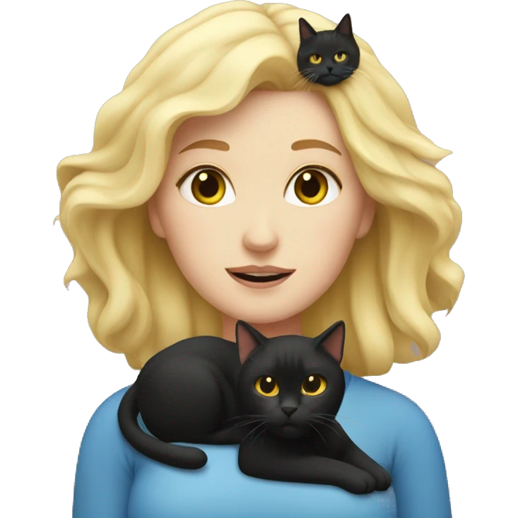 fat blonde girl with black cat emoji