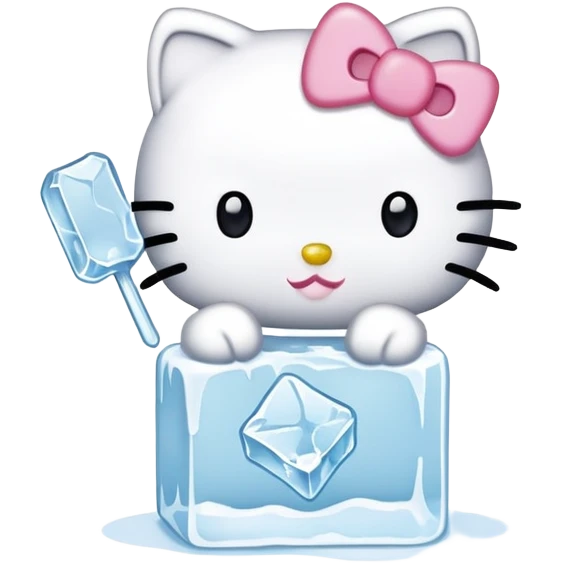 Hello kitty holding ice cube emoji