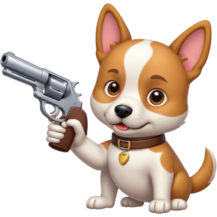 Dog is shooting emoji