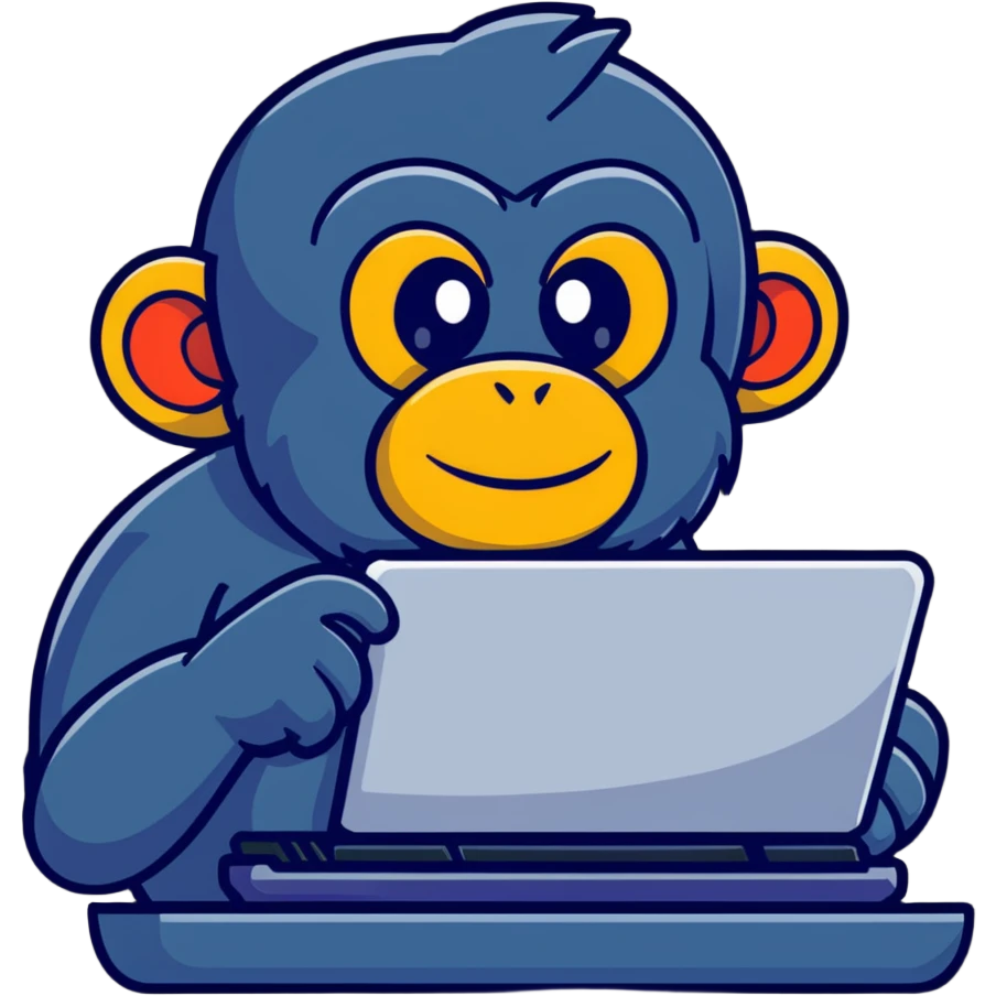 excited ape sending text messages on a computer keyboard emoji