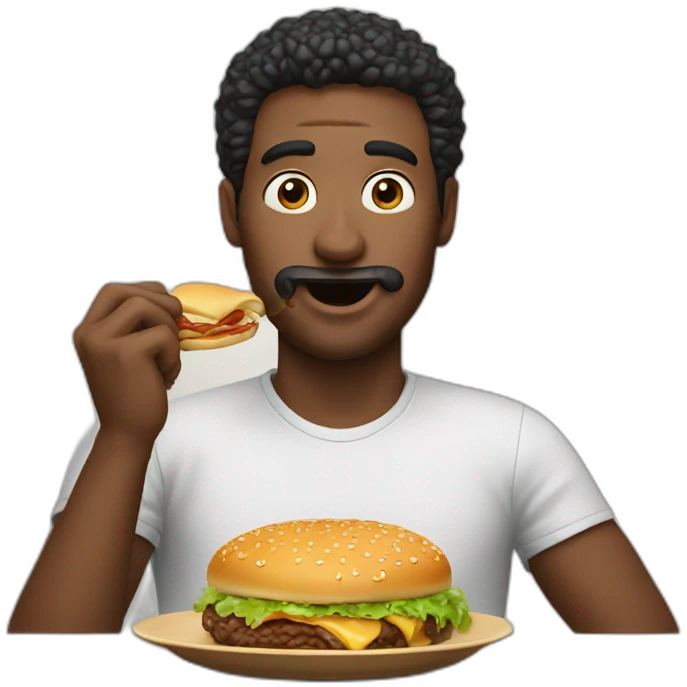 A man eats Hamburg emoji