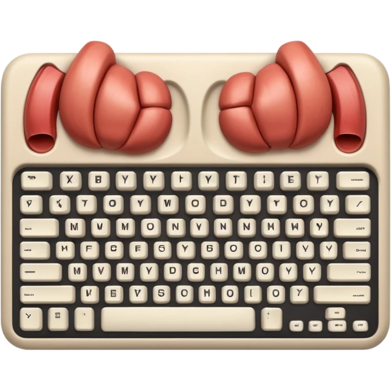Computer keyboard missing keys, one spot replaced with exposed muscle. emoji