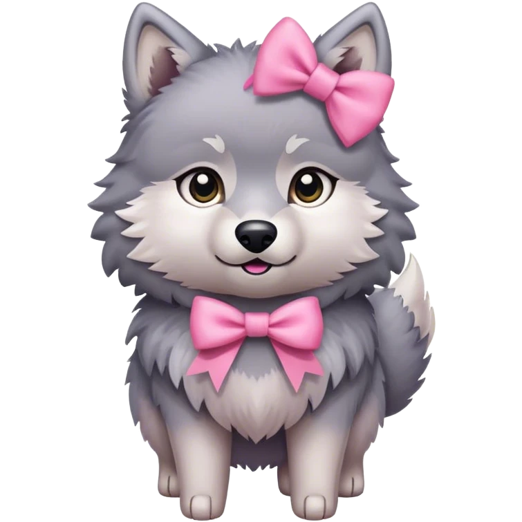 wolf with pink bow emoji