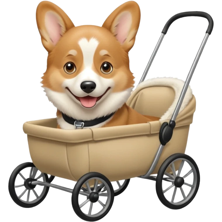 photorealistic male corgi in a stroller, emoji style emoji