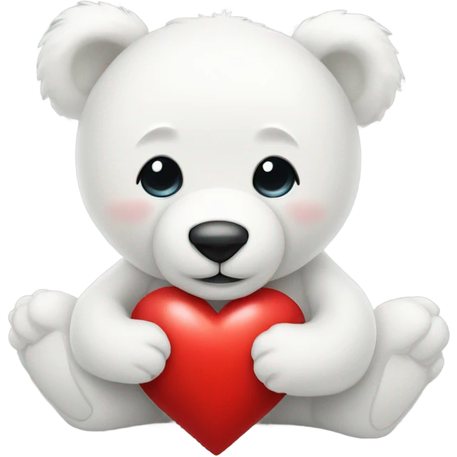 white teddy bear holding heart  emoji