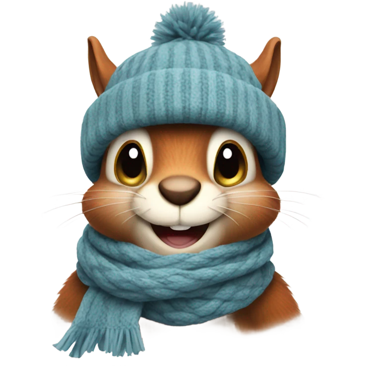 Evil looking squirrel wearing a winter hat and scarf  emoji