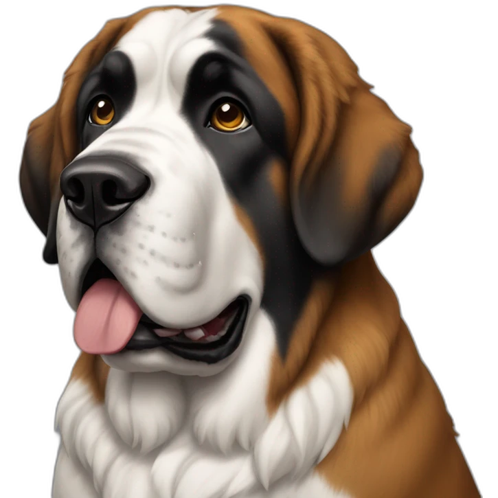 Saint Bernard dog with a dark head and a white stripe on the nose emoji