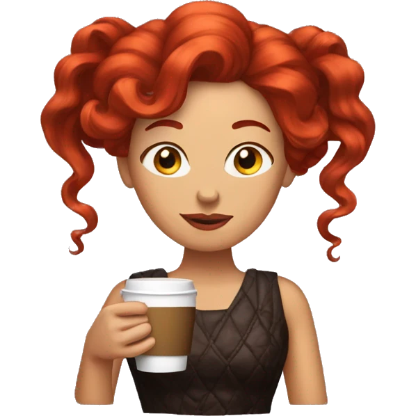 Red hair queen with coffee emoji