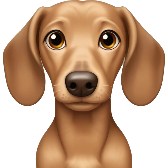 Light sandy brown wired hair dachshund with dark brown ears and no fur on the ears￼ emoji