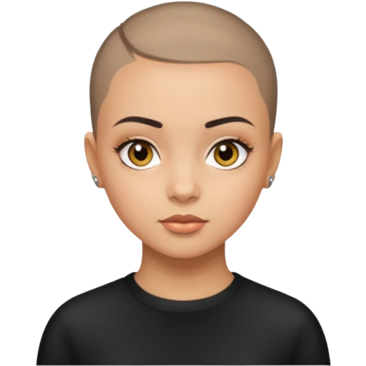 HAZEL EYES and BLACK BUZZ CUT LIGHT SKIN ROUND FACE GIRL emoji