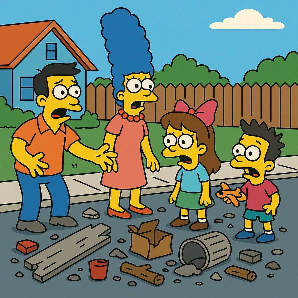 Debris – pieces of broken or leftover things.
After the storm, debris was scattered all over the street.
 emoji