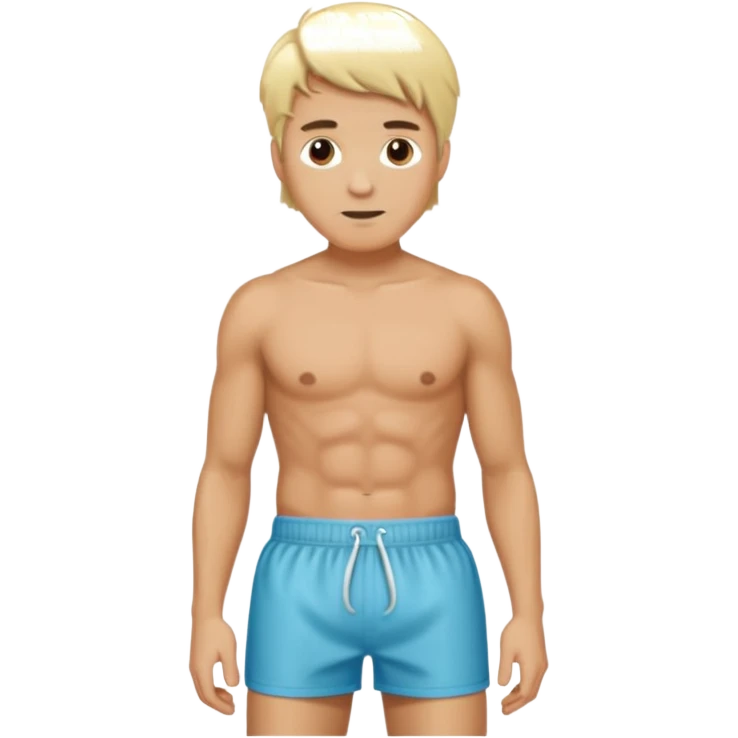 a blonde man with only boxer standing emoji