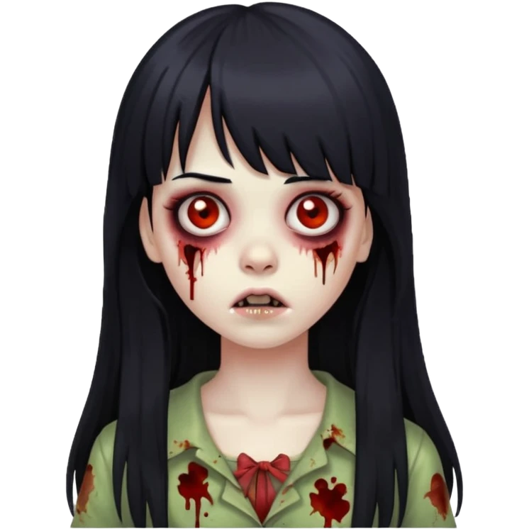 Girl zombie with long black hair And bangs emoji