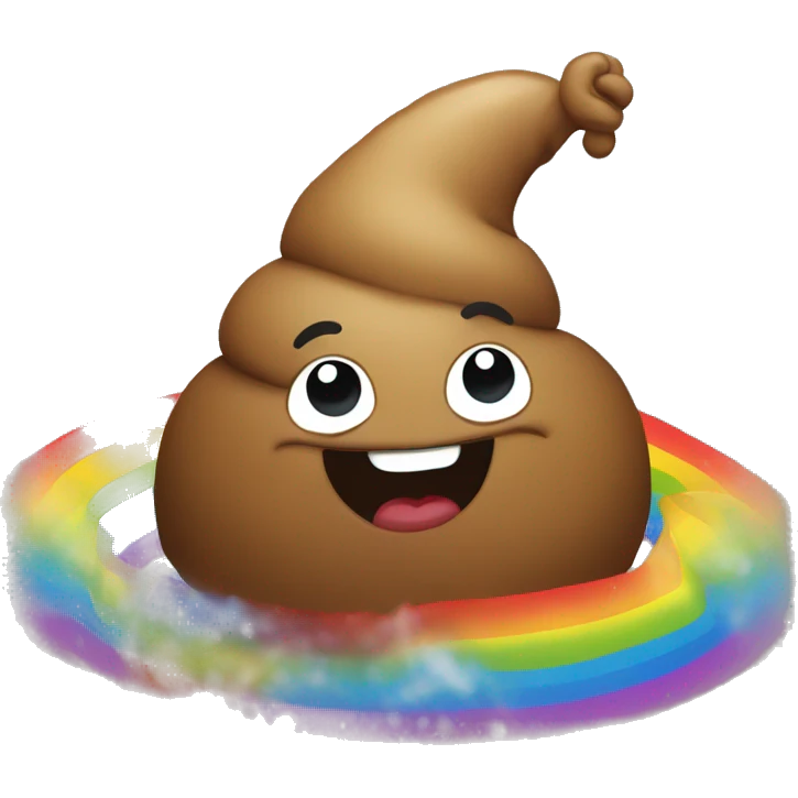 poop dancing on a rainbow emoji