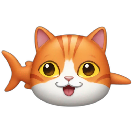 a red cat in a shark costume emoji