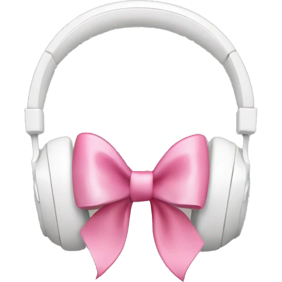 White headphones with small pink bows emoji