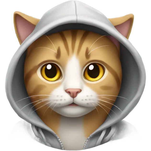 Cat wearing a hoodie and a baseball cap emoji