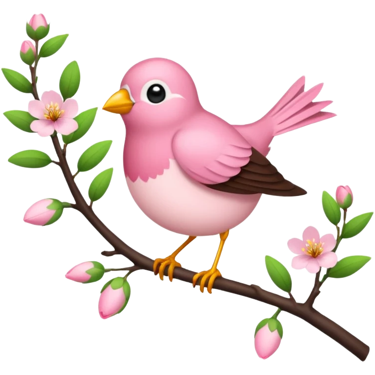 bird on blossom branch emoji