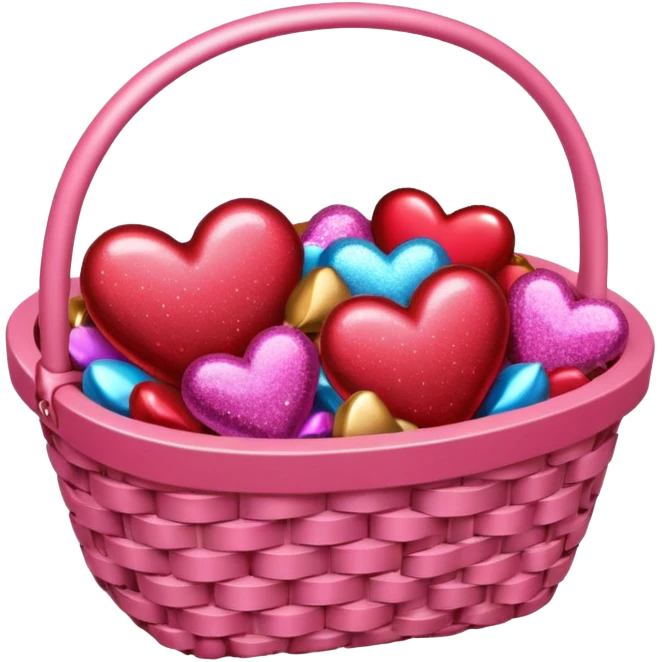 Romantic aesthetic shiny sparkly Valentine’s basket emoji