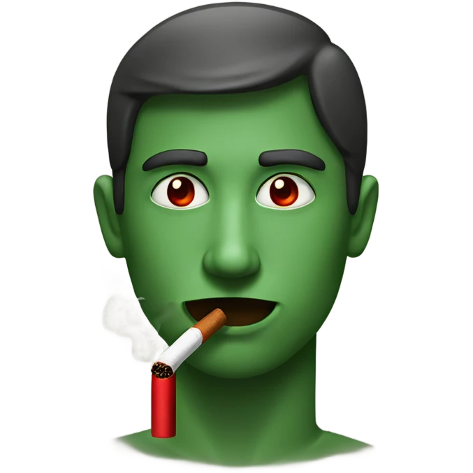 man with red eyes due to a cold smoking a brown cigarette with green at the end in his mouth emoji