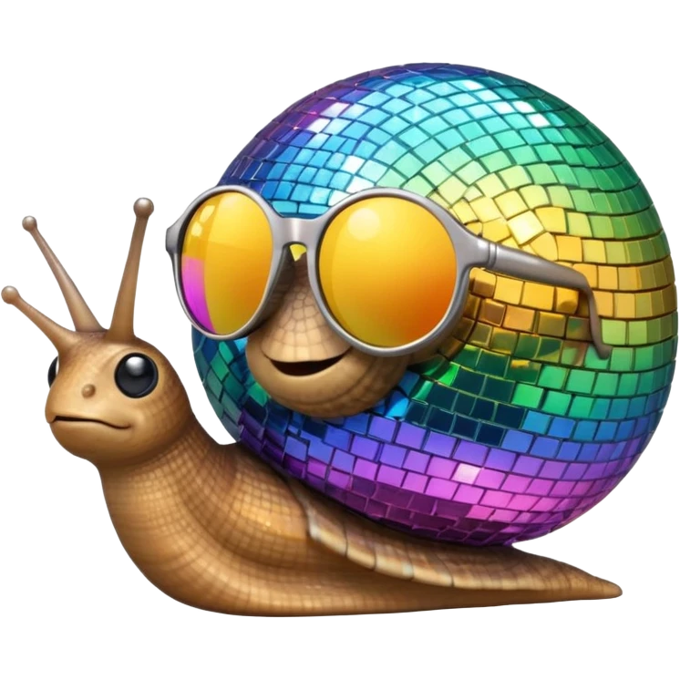 Snail with discoball shell and sunglasses emoji