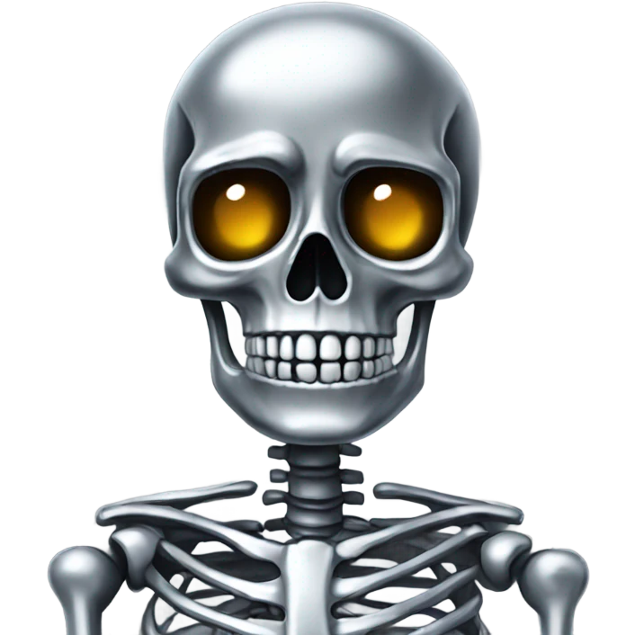 skeleton made out of chrome emoji