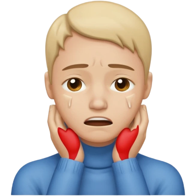 Crying face with hands on neck emoji