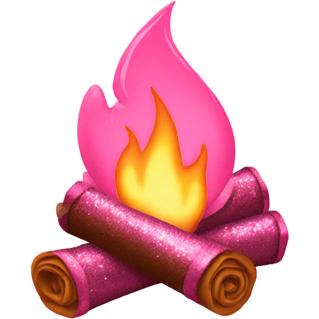 Rose pink campfire with glitter emoji