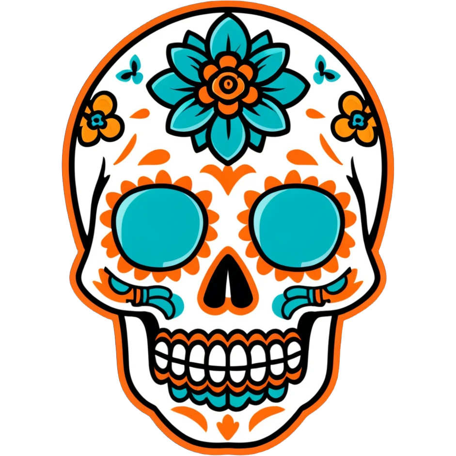 teal and orange sugar skull emoji