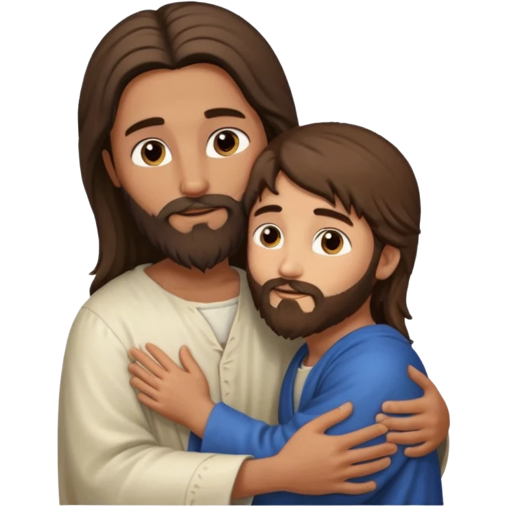 Niño abrazando a Jesús de Nazareth emoji