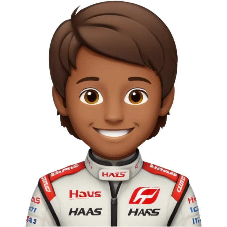 The Formula 1 Driver Oliver Bearman (brown volume hair)in Haas F1 Suit emoji