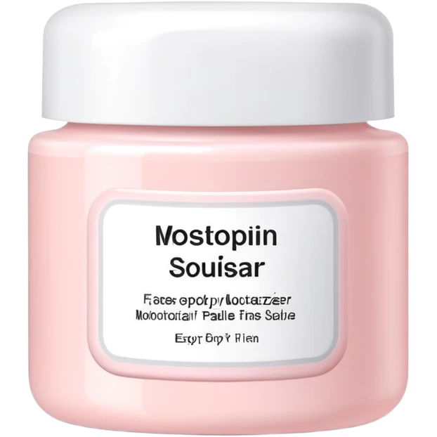 Pale pink body moisturizer cream pot with label emoji