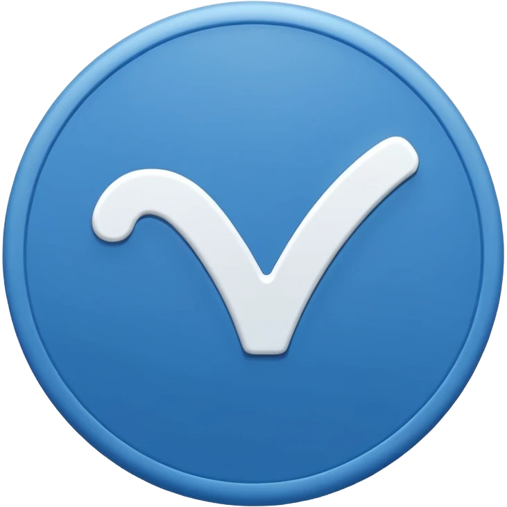 A white right ✔tick symbol on blue circle similar to verified badge emoji